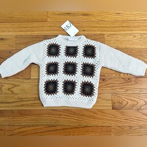 Zara crochet knit sweater ecru size 18-24m NWT